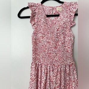 Melloday polkadot smocked ruffle sleeve maxi dress